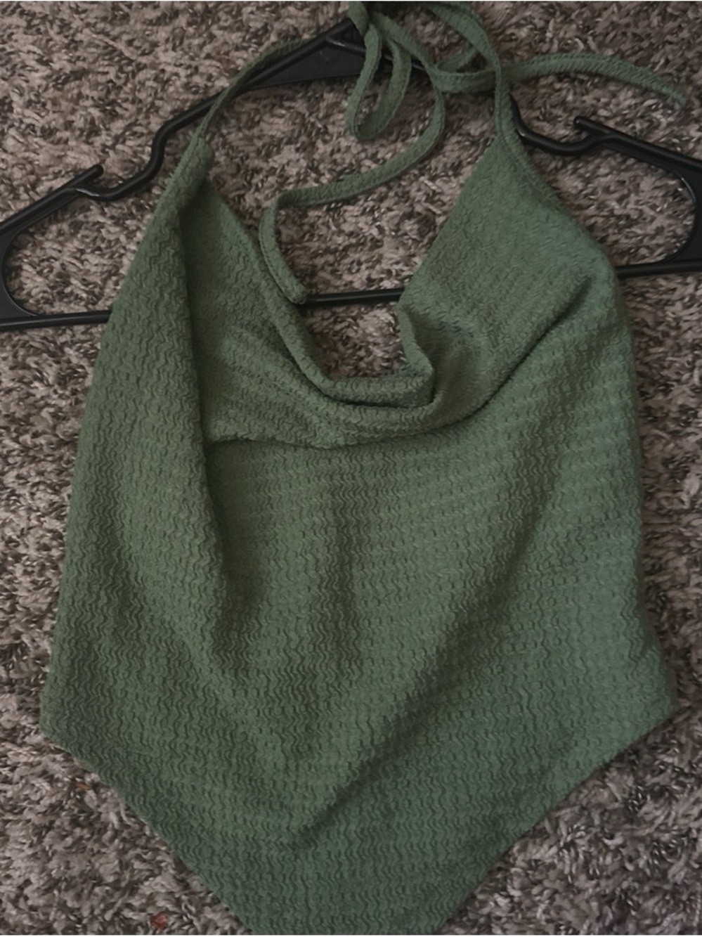 SHEIN Olive Green Cowl Neck Halter Knit Top